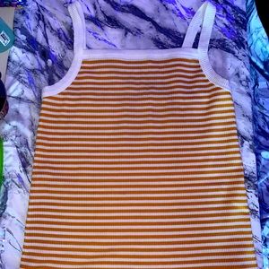 Old navy striped mustard yellow and white tank